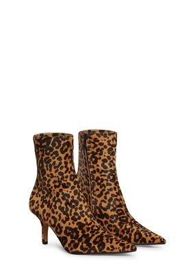 Steve Madden Leopard Print Pointed Kitten-Heel Ankle Boot - Brown/Black